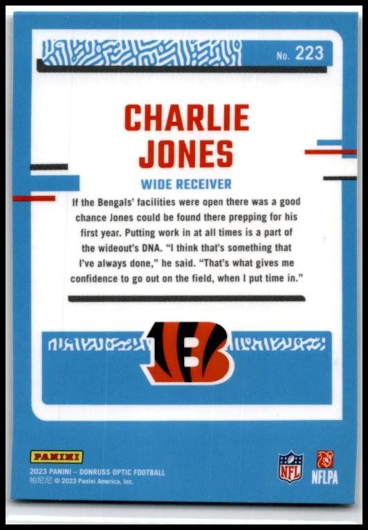 2023 Donruss Optic #223 Charlie Jones Rookie Cincinnati Bengals