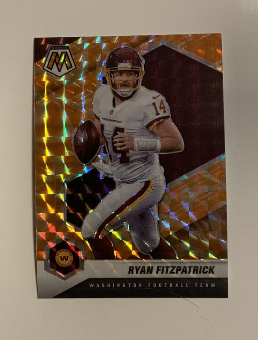 Ryan Fitzpatrick 2021 Panini Mosaic Reactive Orange Prizm #197.  Washington