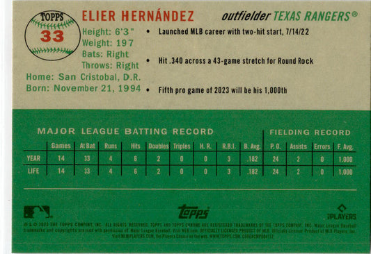 2023 Topps Chrome Platinum Anniversary Prism #33 Elier Hernández Rookie