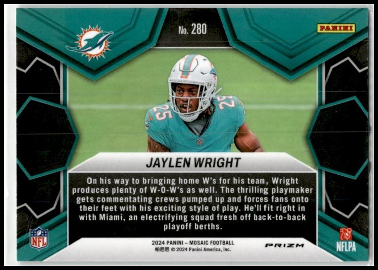 2024 Panini Mosaic #280 Jaylen Wright Miami Dolphins