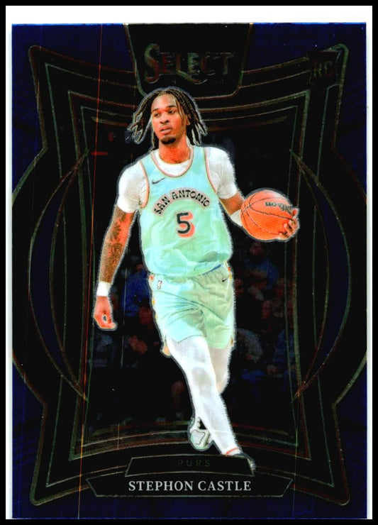 2024-25 Panini Select Blue (Retail) #72 Stephon Castle Rookie San Antonio Spurs