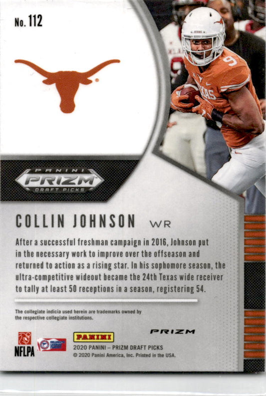 2020 Prizm Draft Picks Pink Pulsar #112 Collin Johnson Texas Longhorns / Bears