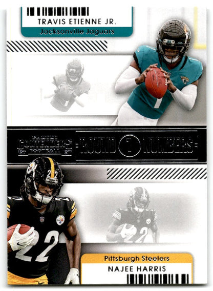 2021 Panini Contenders Round Numbers Travis Etienne Jr./Najee Harris Pittsburgh