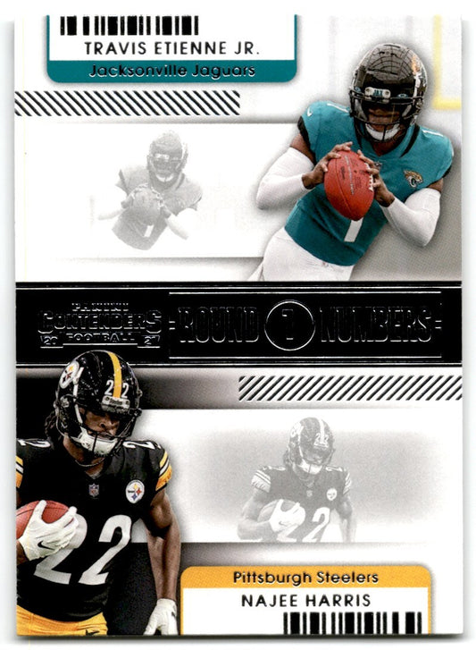 2021 Panini Contenders Round Numbers Travis Etienne Jr./Najee Harris Pittsburgh