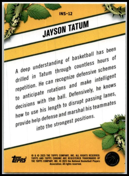 2024-25 Topps Chrome Instinct #INS-12 Jayson Tatum Boston Celtics