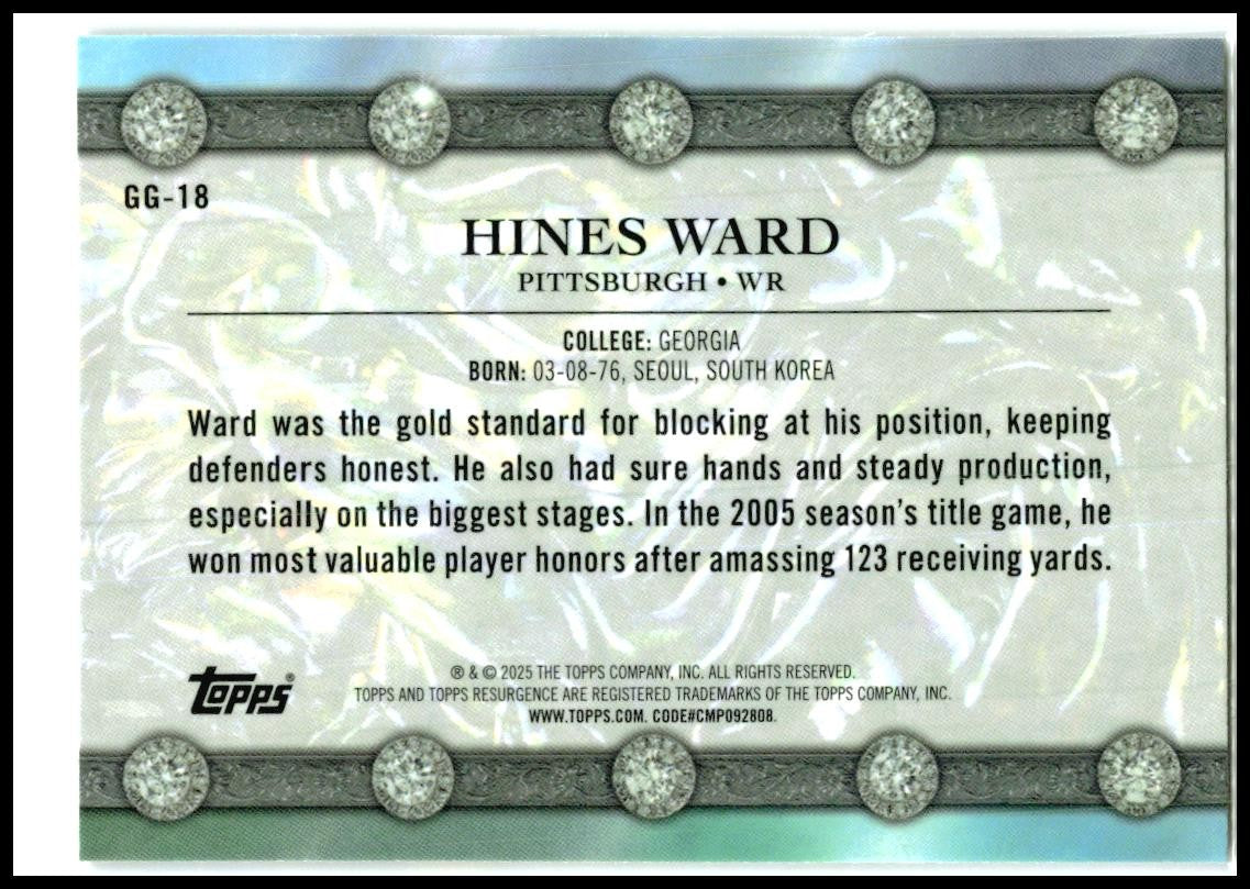 2025 Topps Resurgence Glimmer and Gleam ##gg18 Hines Ward