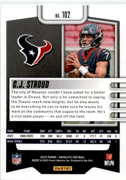 2023 Panini Absolute #102 C.J. Stroud Rookie Houston Texans