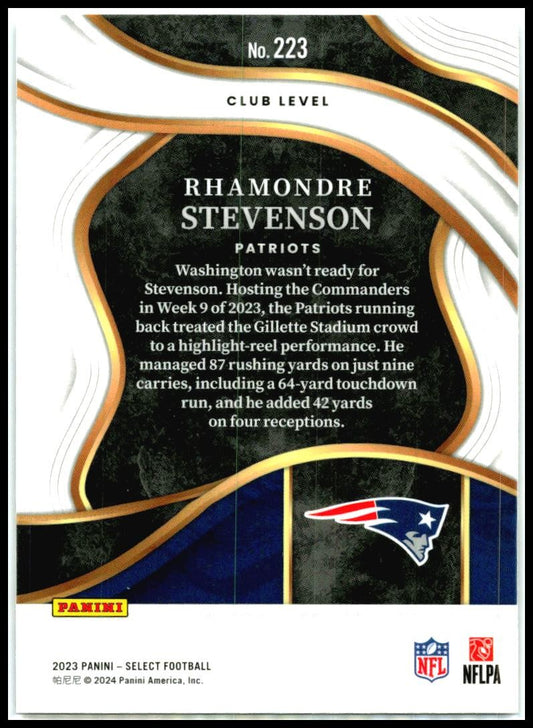 2023 Panini Select #223 Rhamondre Stevenson New England Patriots