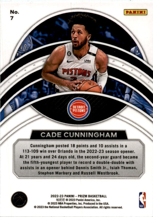 2022 Prizm Dominance #7 Cade Cunningham  Detroit Pistons