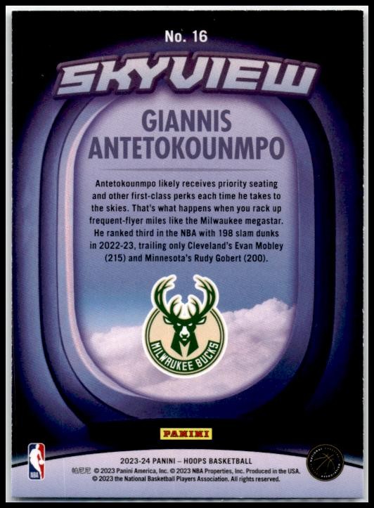 2023-24 Hoops Skyview #16 Giannis Antetokounmpo Milwaukee Bucks