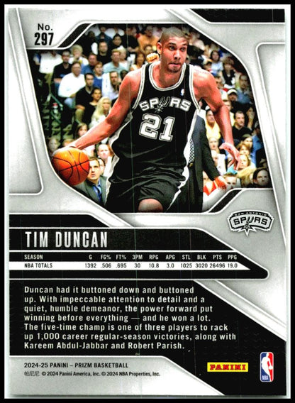 2024-25 Panini Prizm #297 Tim Duncan San Antonio Spurs