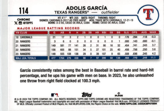 2024 Topps Chrome X-Fractors #114 Adolis García Texas Rangers