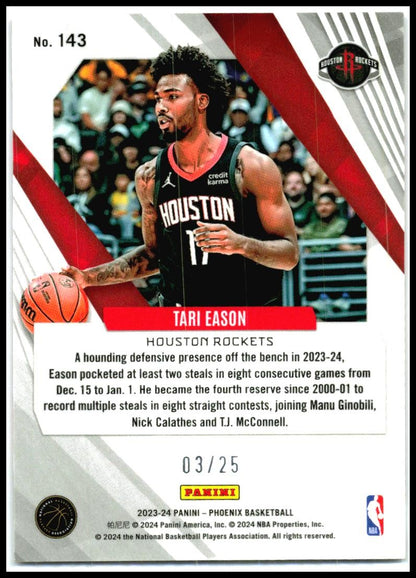 2023-24 Panini Phoenix Phoenix Pink Ice #143 Tari Eason #/25 Houston Rockets