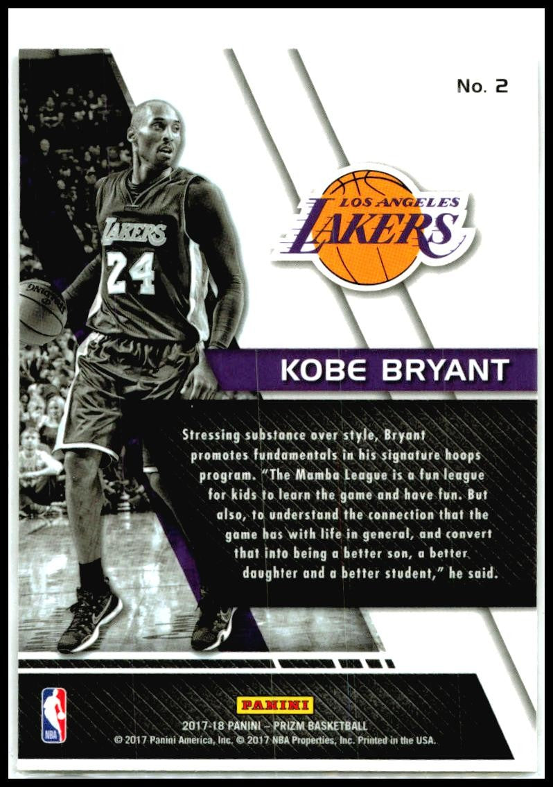 2017-18 Panini Prizm Fundamentals #2 Kobe Bryant Los Angeles Lakers