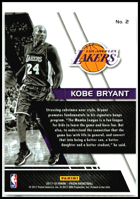 2017-18 Panini Prizm Fundamentals #2 Kobe Bryant Los Angeles Lakers