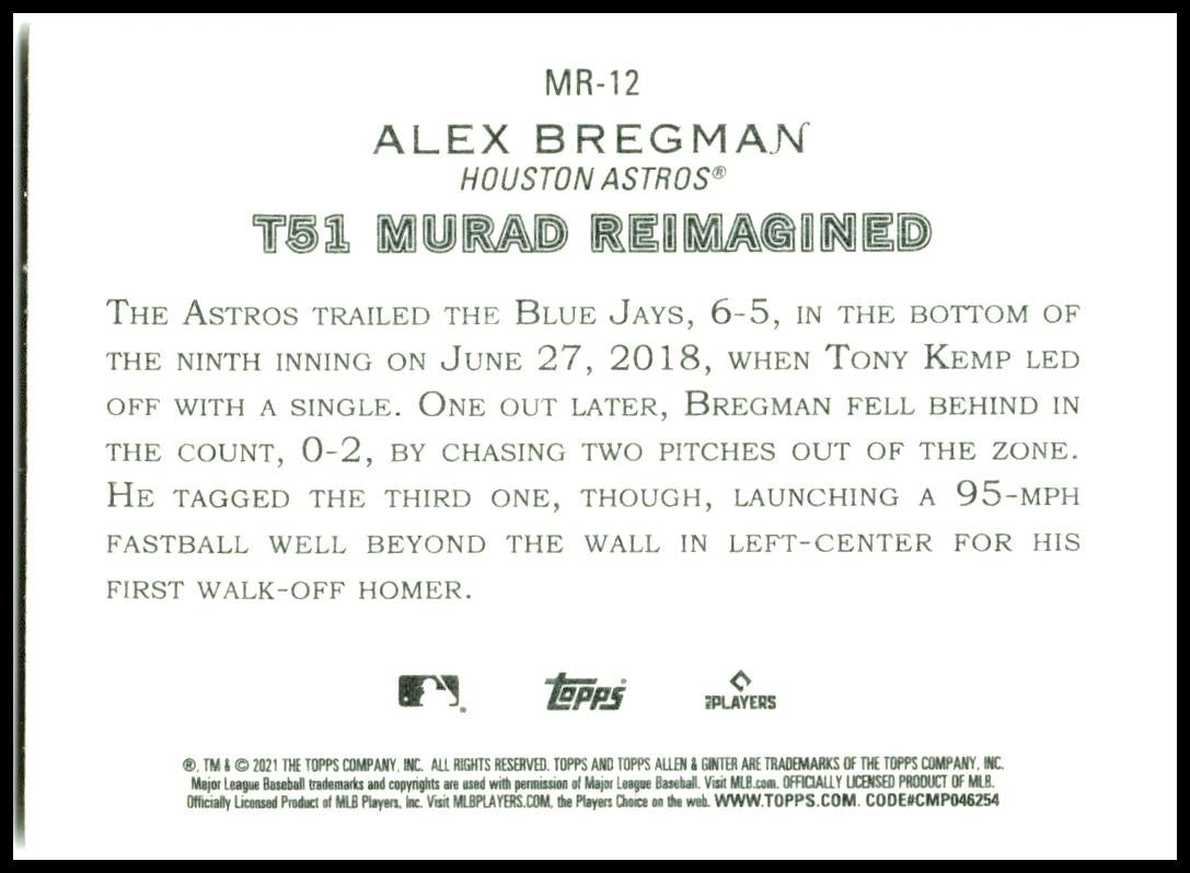 2021 Topps Allen & Ginter T51 MURAD Reimagined #MR-12 Alex Bregman Astros