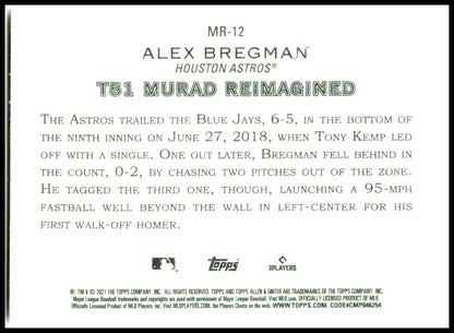 2021 Topps Allen & Ginter T51 MURAD Reimagined #MR-12 Alex Bregman Astros