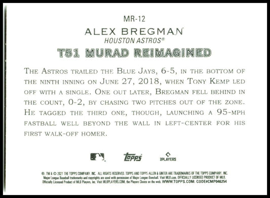 2021 Topps Allen & Ginter T51 MURAD Reimagined #MR-12 Alex Bregman Astros