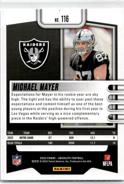 2023 Panini Absolute #116 Michael Mayer Rookie Las Vegas Raiders