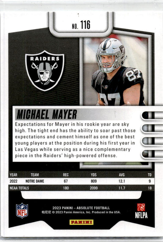 2023 Panini Absolute #116 Michael Mayer Rookie Las Vegas Raiders