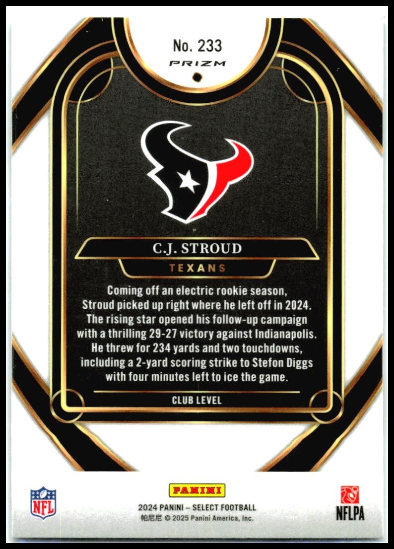 2024 Panini Select Green & Red Prizm Shock #233 C.J. Stroud Houston Texans