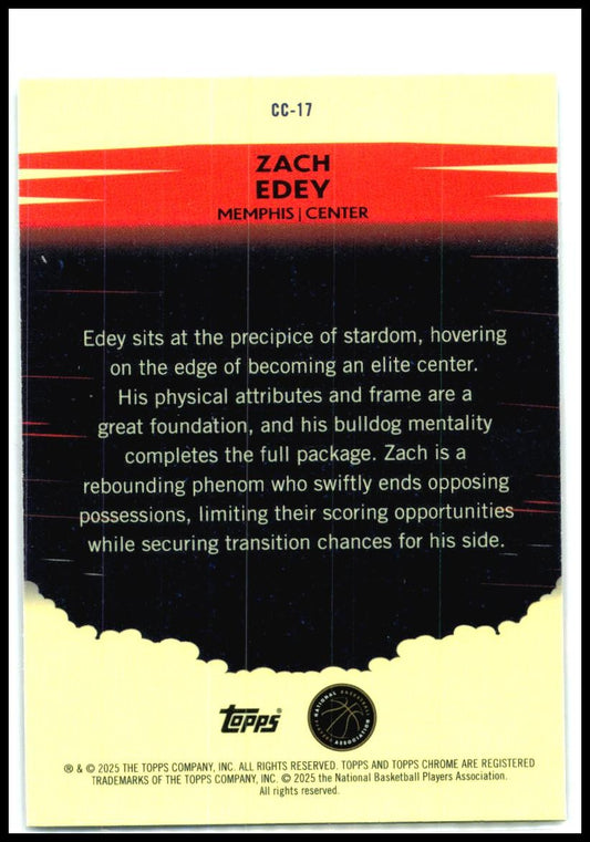 2024-25 Topps Chrome Countdown Complete #CC-17 Zach Edey Memphis Grizzlies