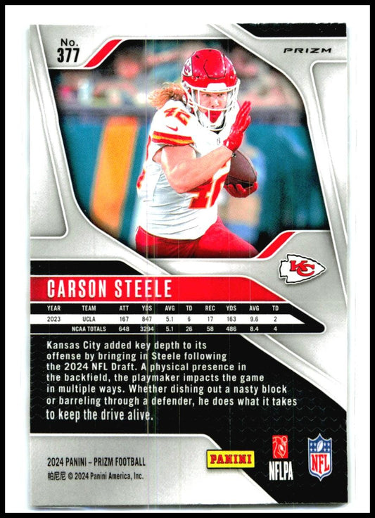 2024 Panini Prizm Red White and Blue #377 Carson Steele Rookie Chiefs