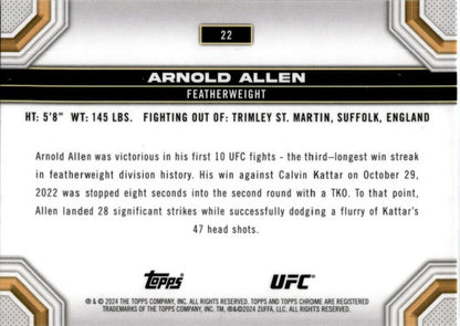 2024 Topps Chrome UFC XFractor #22 Arnold Allen
