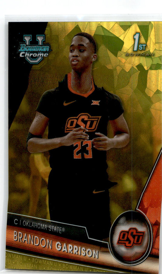 2023-24 Bowman University Chrome Yellow Refractor #64 Brandon Garrison Cowboys