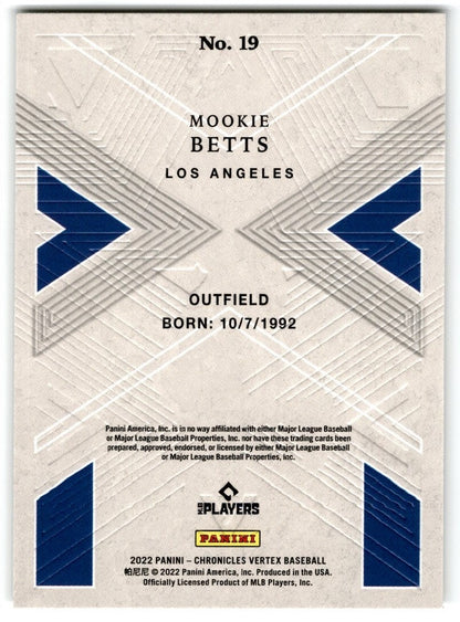 2022 Panini Chronicles Vertex Mookie Betts Los Angeles Dodgers #19