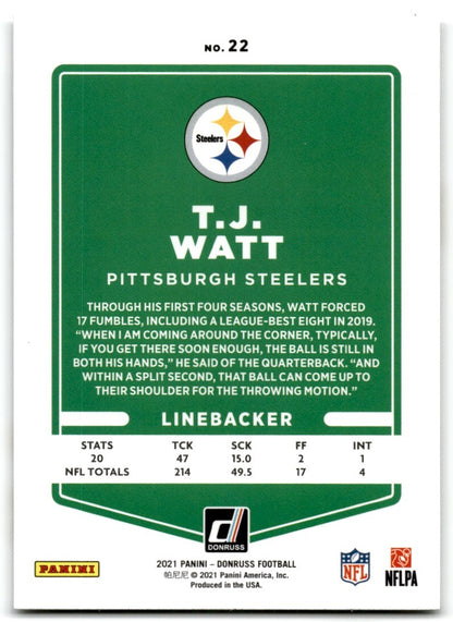 2021 Donruss T.J. Watt Pittsburgh Steelers #22