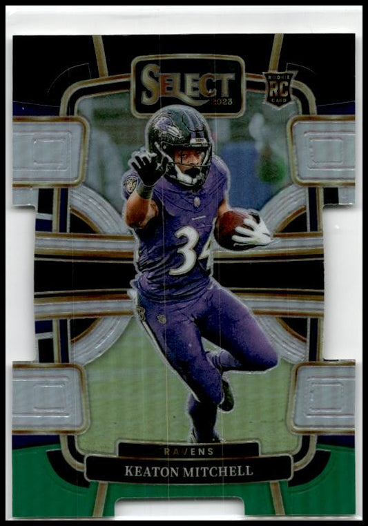 2023 Select Black and Green Prizms Die Cuts #10 Keaton Mitchell Rookie Ravens