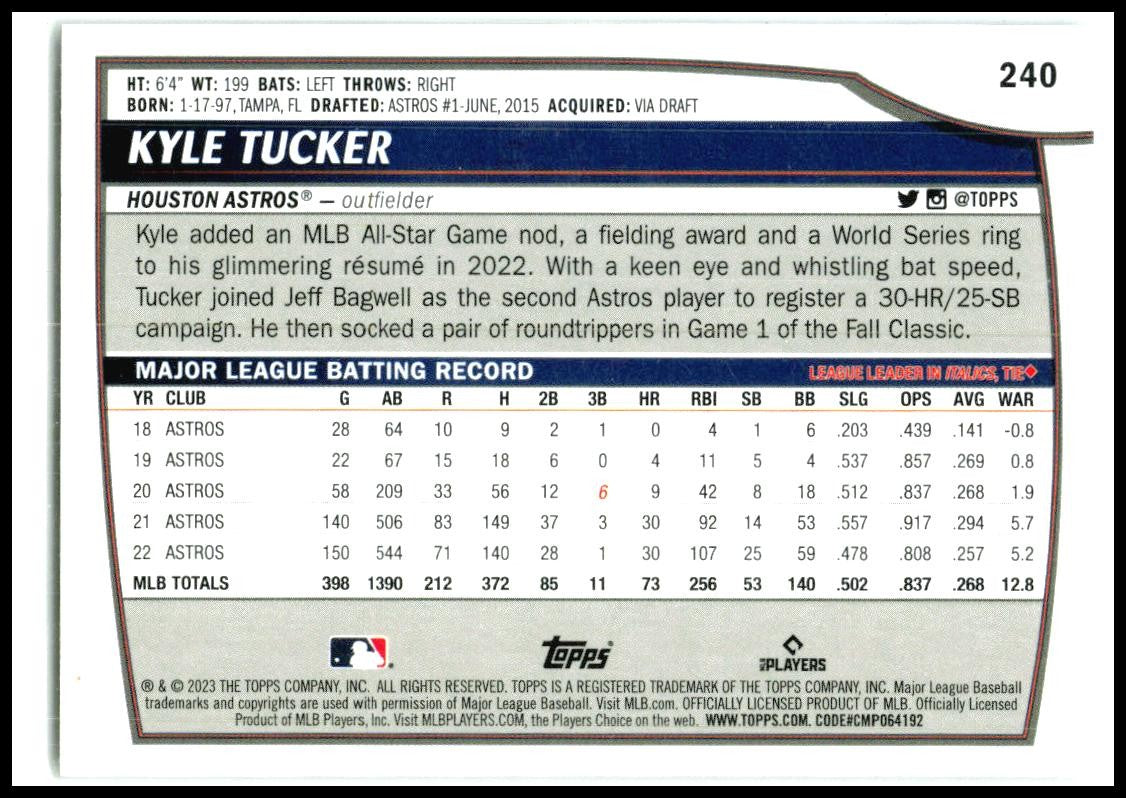 2023 Topps Big League Foil #240 Kyle Tucker Houston Astros