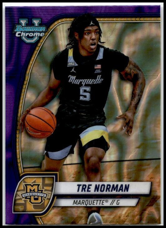 2024-25 Bowman University Chrome Purple Lava #88 Tre Norman Golden Eagles