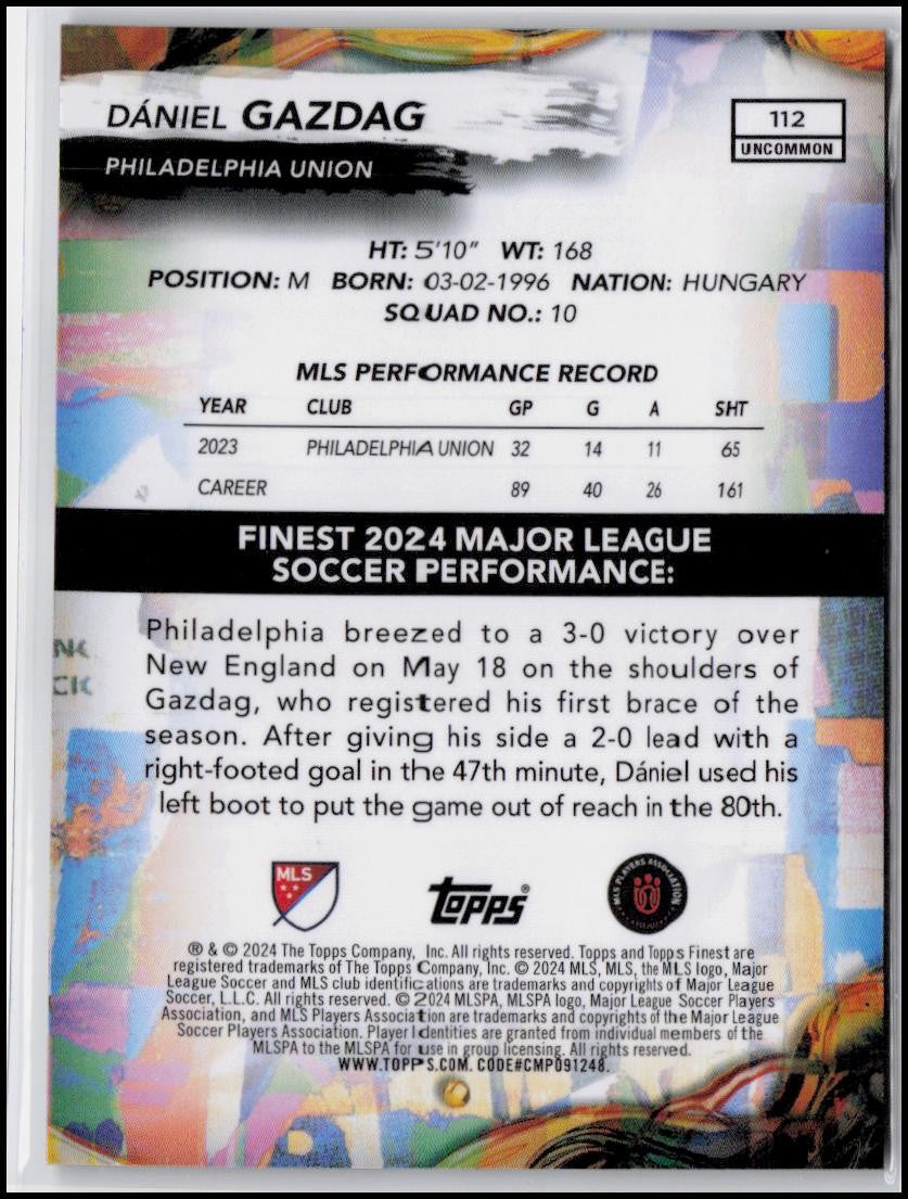 2024 Finest MLS #112 Dániel Gazdag Neon Green Refractor #/99