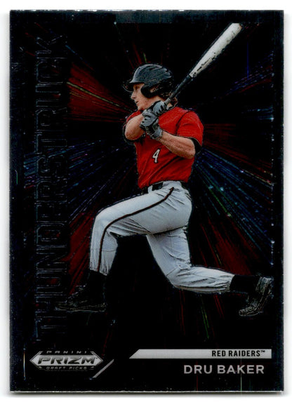 2021 Panini Prizm Draft Picks Thunderstruck Dru Baker Rookie Texas Tech Red