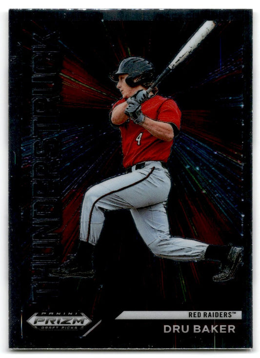 2021 Panini Prizm Draft Picks Thunderstruck Dru Baker Rookie Texas Tech Red