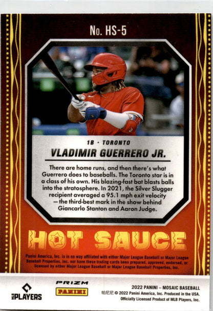 2022 Mosaic   Hot Sauce Green Mosaic Prizm #HS-5 Vladimir Guerrero Jr. Blue Jays