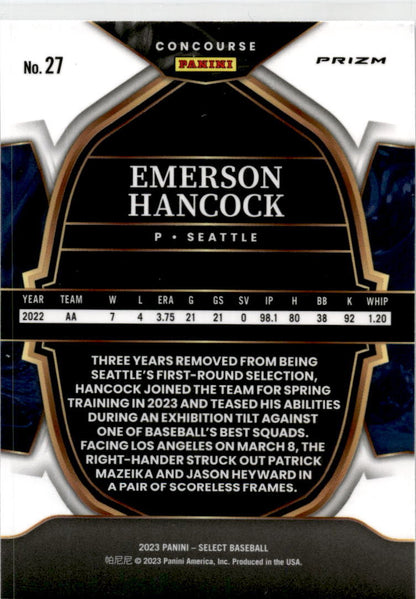 2023 Panini Select blue #27 Emerson Hancock Seattle Mariners