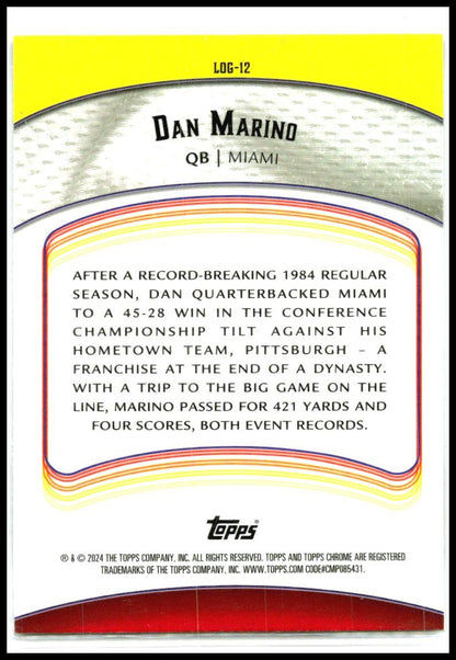 2024 Topps Chrome Legends of the Gridiron #LOG-12 Dan Marino Miami Dolphins