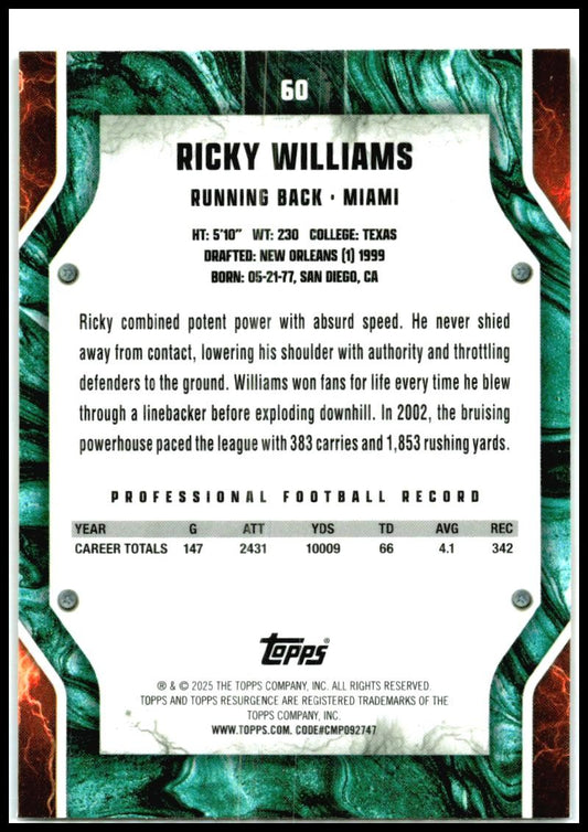 2024 TOPPS RESURGENC Blue Pink Laser #50 Ricky Williams