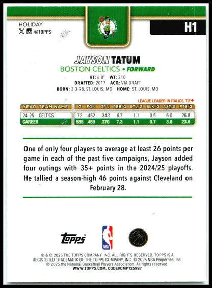 2025-26 Topps Holiday Glitter Holiday #H1 Jayson Tatum Boston Celtics