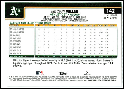 2025 Topps Chrome Prism Refractors #142 Mason Miller Athletics