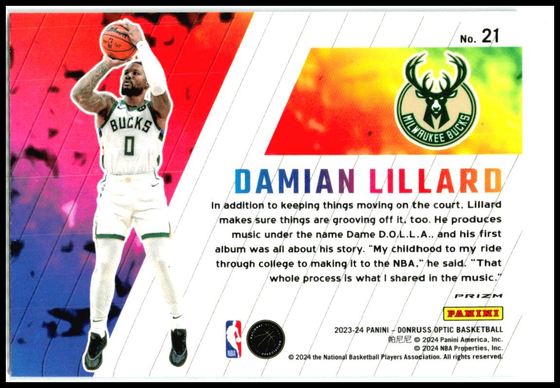 2023-24 Donruss Optic Phazes #21 Damian Lillard Milwaukee Bucks