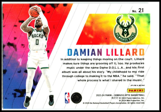 2023-24 Donruss Optic Phazes #21 Damian Lillard Milwaukee Bucks