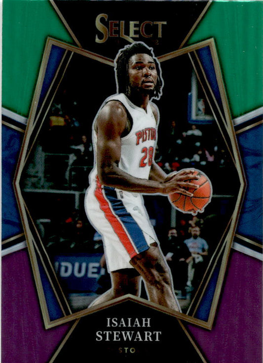 2021 Panini Select Green White Purple  #170 Isaiah Stewart Detroit Pistons