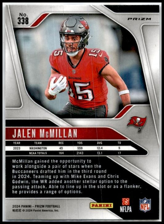 2024 Panini Prizm Red White and Blue #338 Jalen McMillan Rookie Buccaneers