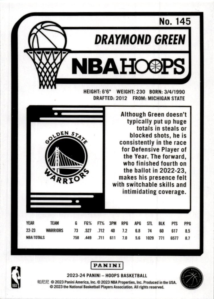 2023-24 Hoops Winter #145 Draymond Green Golden State Warriors