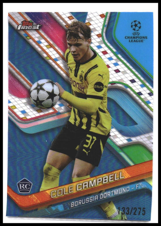 2024-25 Finest UEFA Club Competitions #58 Cole Campbell Sky Blue Refractor #/275