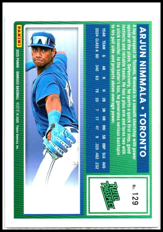 2025 Donruss Red and Blue #129 Arjun Nimmala Toronto Blue Jays